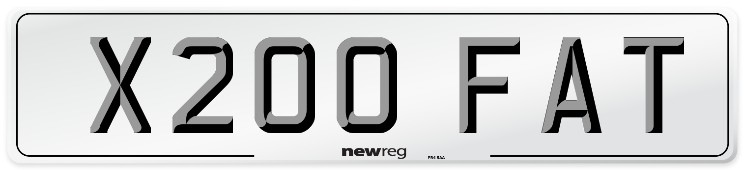 X200 FAT Number Plate from New Reg
